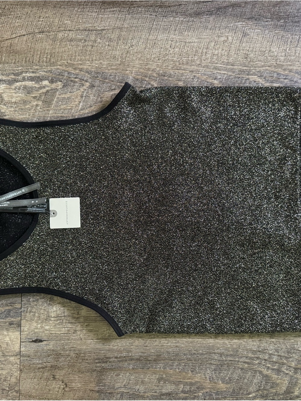 Anthropologie Metallic Silver-Black Sleeveless Tank